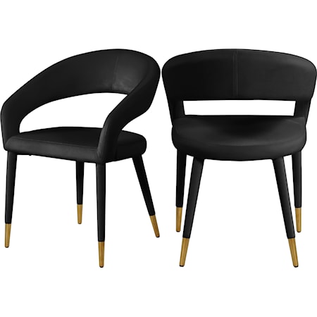 Upholstered Black Velvet Dining Chair