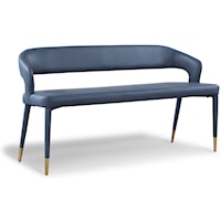 Contemporary Upholstered Navy Faux Leather Bench