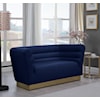 Meridian Furniture Bellini Navy Velvet Loveseat with Gold Steel Base
