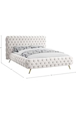 Meridian Furniture Delano Contemporary Upholstered Pink Velvet King Bed with Tufting