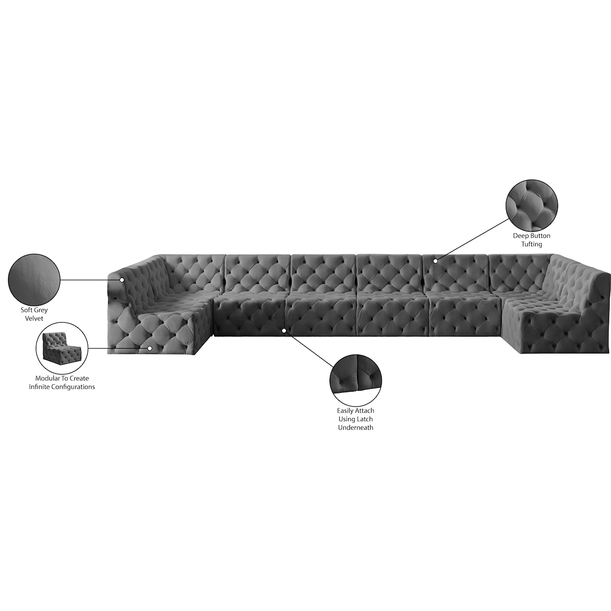 Meridian Furniture Tuft Modular Sectional