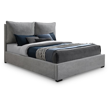 Misha Light Grey Polyester Fabric Queen Bed (3 Boxes)