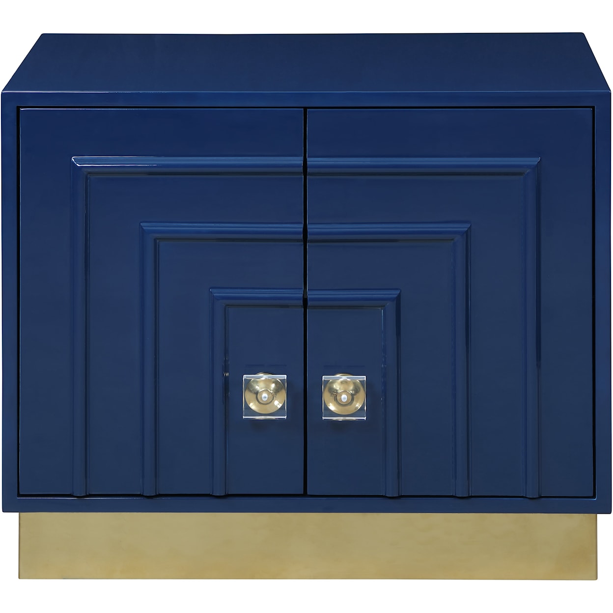 Meridian Furniture Cosmopolitan Navy Lacquer Side Table with Gold Base