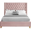 Meridian Furniture Barolo Upholstered Pink Velvet Queen Bed