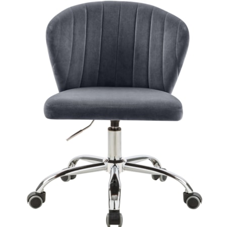 Grey Velvet Office Chair with Chrome Base