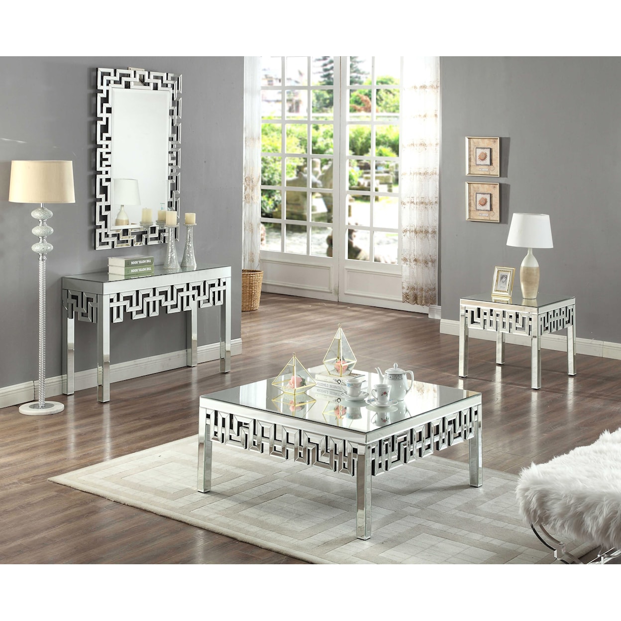 Meridian Furniture Aria Mirrored Console Table