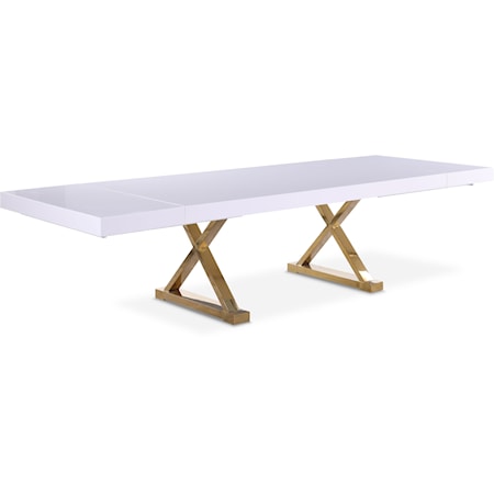 Contemporary Excel Extendable Dining Table White Lacquer