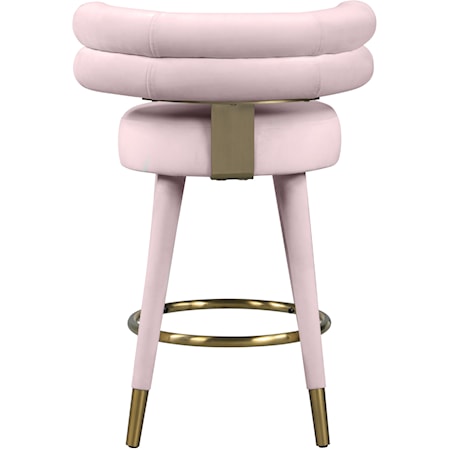 Upholstered Pink Velvet Counter Stool