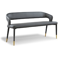 Contemporary Upholstered Grey Faux Leather Bench