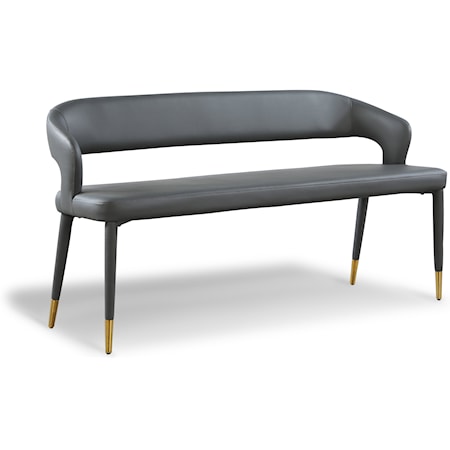 Upholstered Grey Faux Leather Bench