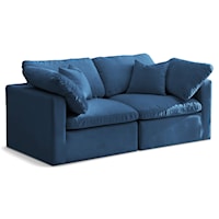 Plush Navy Velvet Standard Comfort Modular Sofa