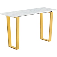 Contemporary Gold Console Table with Marble Top