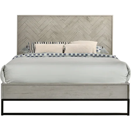Mid-Century Modern Queen Panel Bed