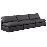 Comfy Black Faux Leather Modular Sofa