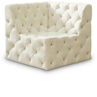 Tuft Cream Velvet Corner Chair