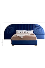 Meridian Furniture Cleo Contemporary Upholstered Navy Velvet King Bed with Removable Panels