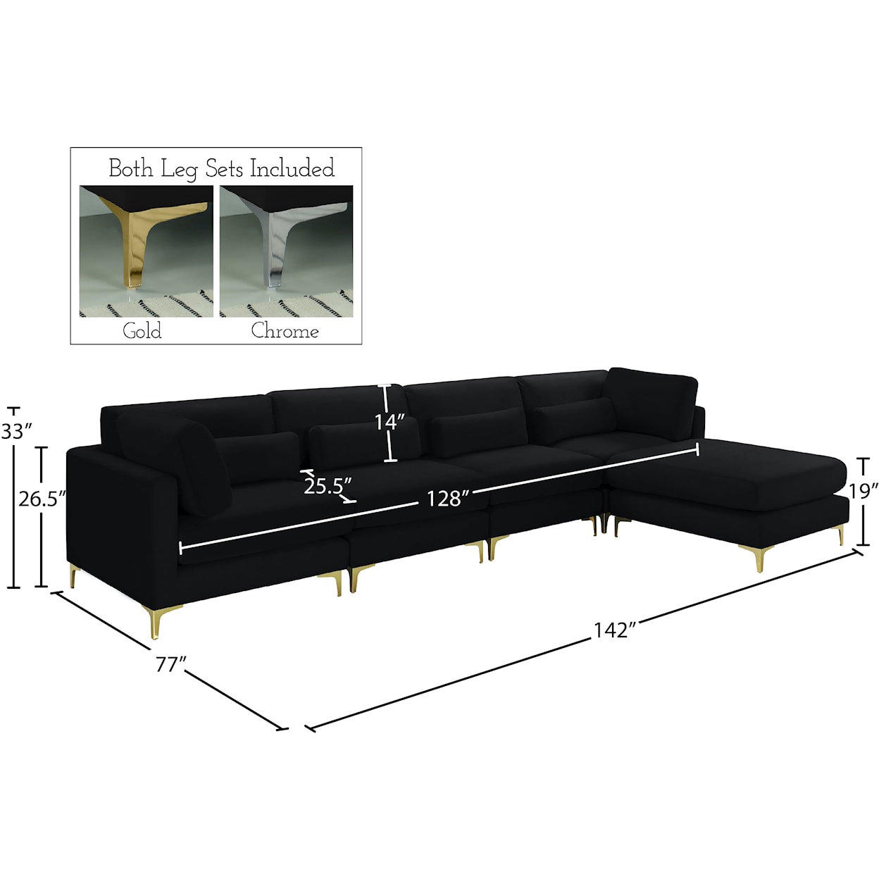 Meridian Furniture Julia Modular Sectional (5 Boxes)