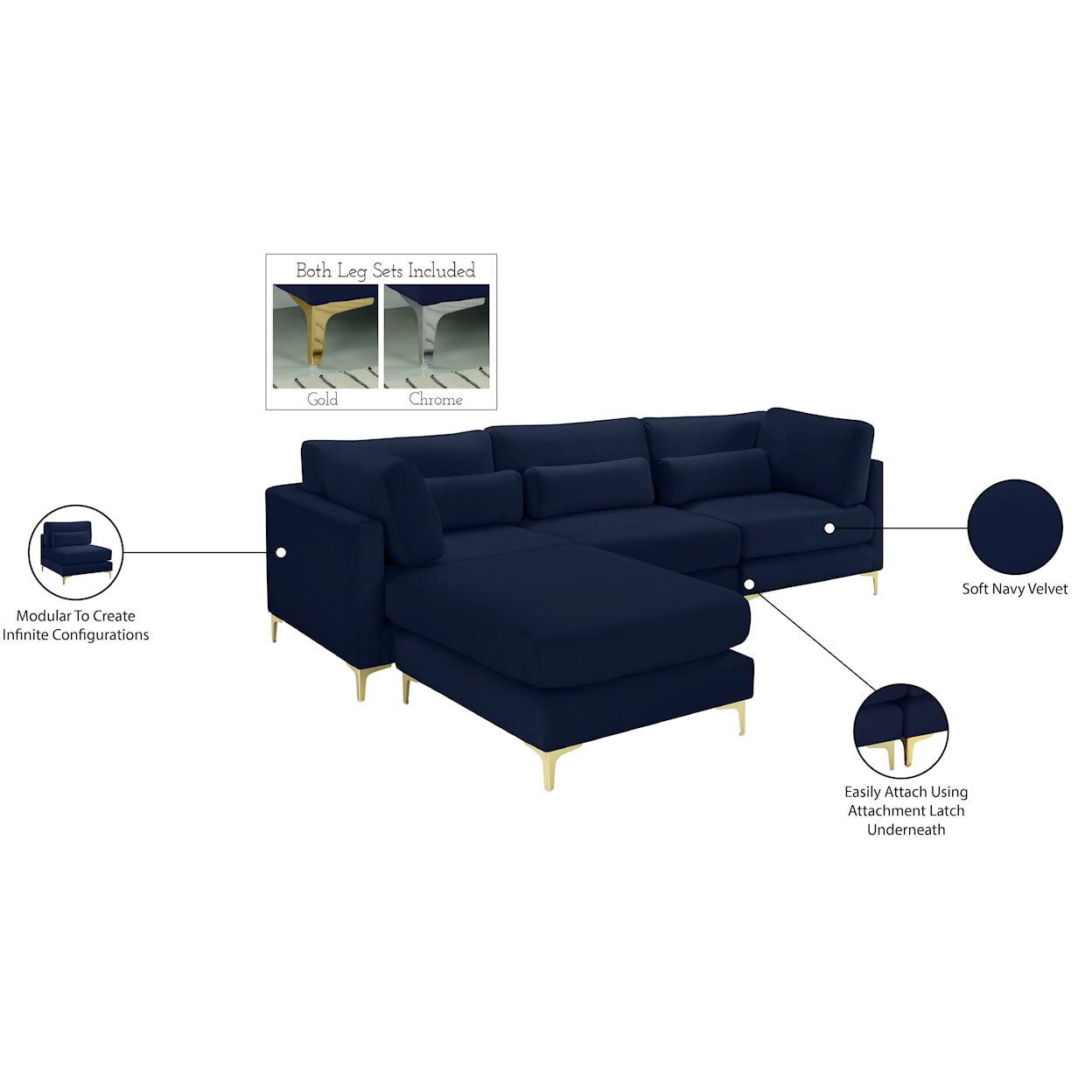 Meridian Furniture Julia Modular Sectional (4 Boxes)