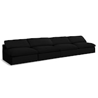 Serene Black Linen Textured Fabric Deluxe Comfort Modular Armless Sofa