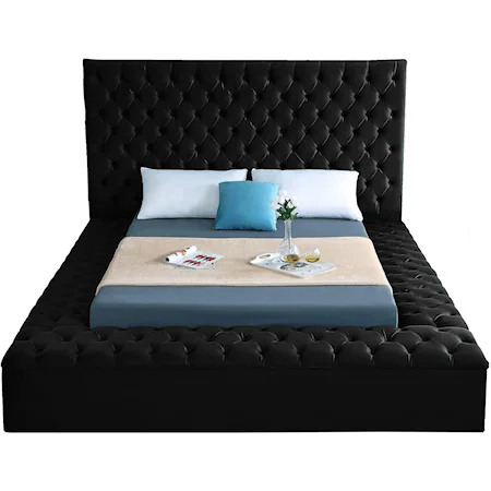 Contemporary Bliss Queen Bed Black Velvet
