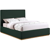 Monaco Green Boucle Fabric Queen Bed