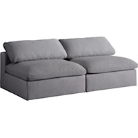 Serene Grey Linen Textured Fabric Deluxe Comfort Modular Armless Sofa