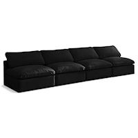 Plush Black Velvet Standard Comfort Modular Sofa