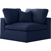 Serene Navy Linen Textured Fabric Deluxe Comfort Modular Corner Chair