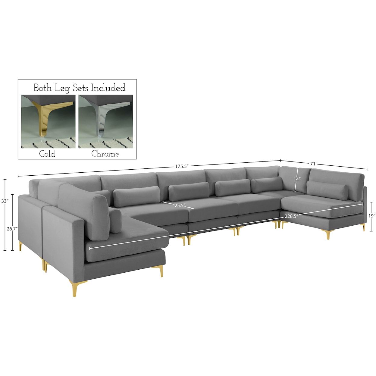 Meridian Furniture Julia Modular Sectional (7 Boxes)