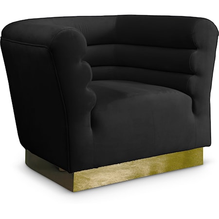 Black Velvet Accent Chair with Gold Base