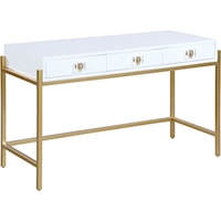 Contemporary 3-Drawer Desk with Gold Accents