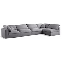 Serene Grey Linen Textured Fabric Deluxe Comfort Modular Sectional