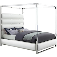 Encore White Faux Leather Queen Bed