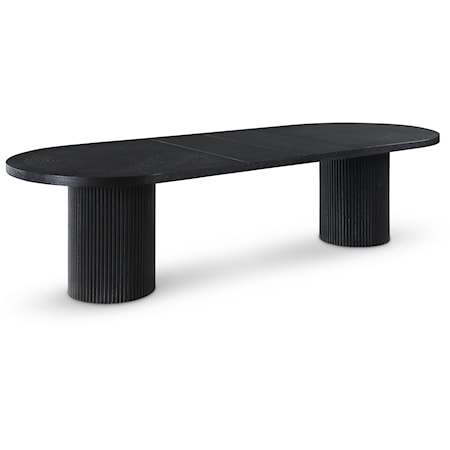 Contemporary Black Oak Dining Table with Table Leaves