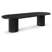 Contemporary Black Oak Dining Table with Table Leaves