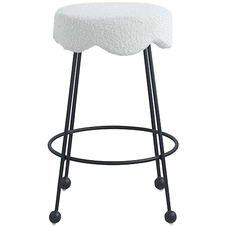 Upholstered Cream Boucle Counter Stool