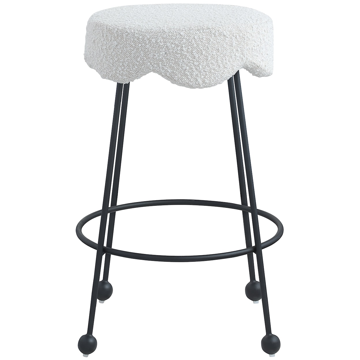 Meridian Furniture Fleur Upholstered Cream Boucle Counter Stool