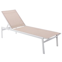 Santorini Beige Resilient Mesh Water Resistant Fabric Outdoor Patio Aluminum Mesh Chaise Lounge Chair