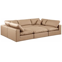Comfy Tan Faux Leather Modular Sectional