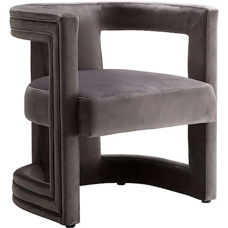 Contemporary Grey Velvet Accent Barrel Chair