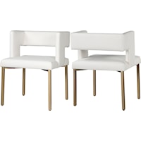 Contemporary White Faux Leather Upholstered Dining Chair