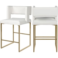 Contemporary White Faux Leather Upholstered Counter Stool