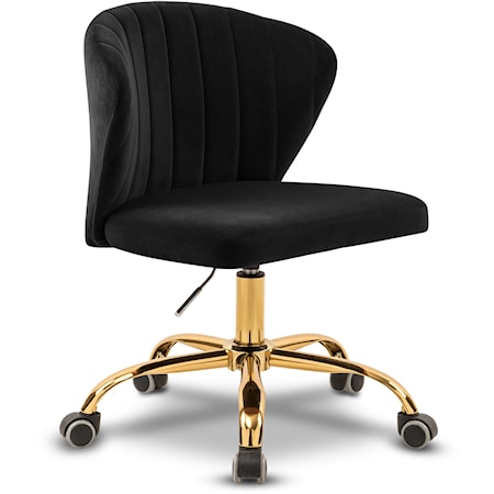 Black Velvet Office Chair with Gold Base
