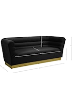 Meridian Furniture Bellini Contemporary Navy Velvet Sofa with Gold Steel Base