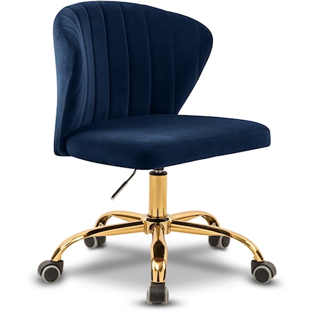 Navy Velvet Office Chair with Gold Base