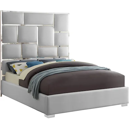 Milan White Faux Leather Queen Bed