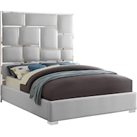 Milan White Faux Leather Queen Bed