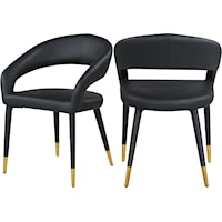 Contemporary Upholstered Black Faux Leather Dining Chair