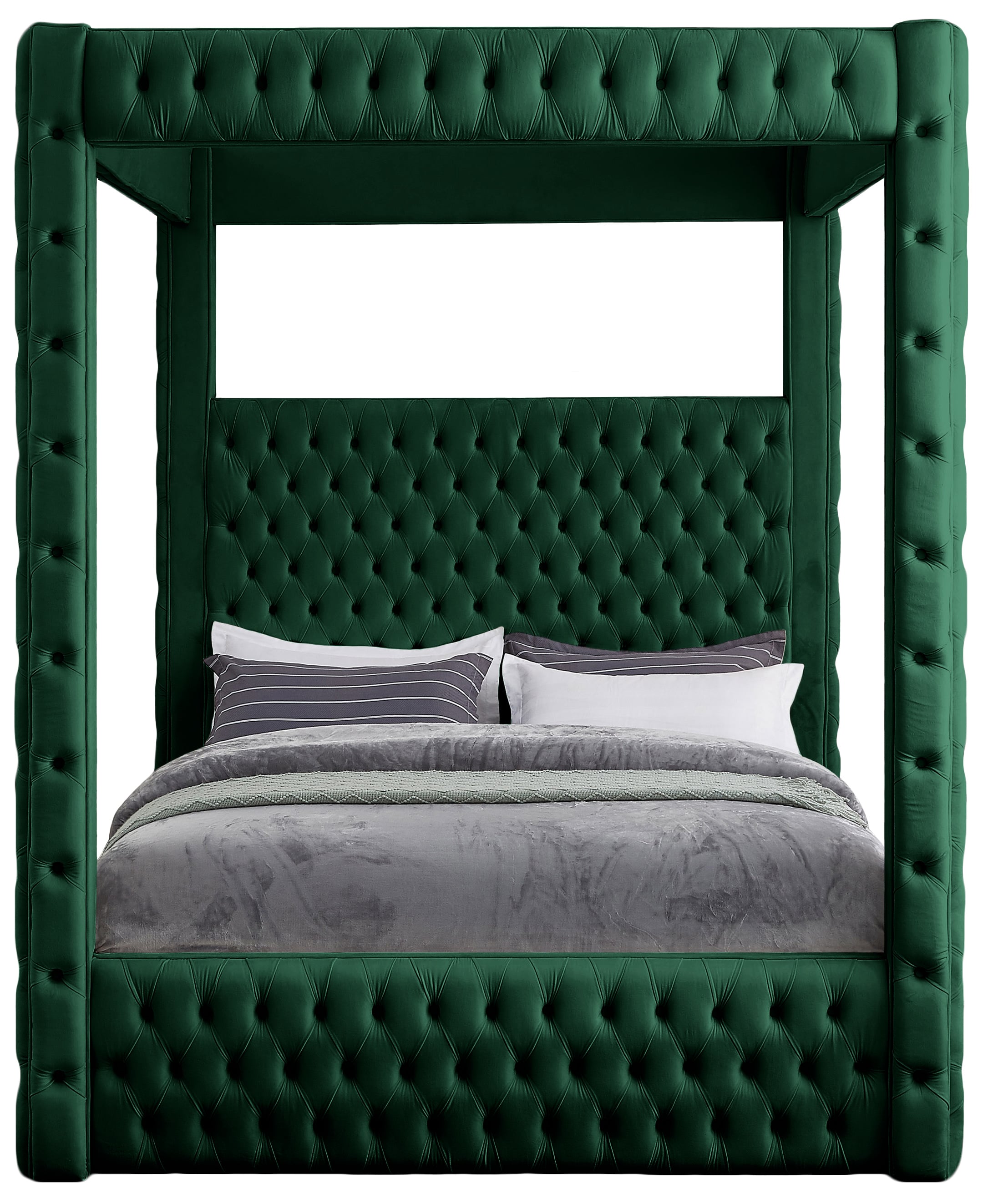 Meridian Furniture Royal RoyalGreenQ Royal Green Velvet Queen Bed (4