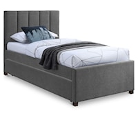 Harper Grey Linen Textured Fabric Twin Trundle Bed